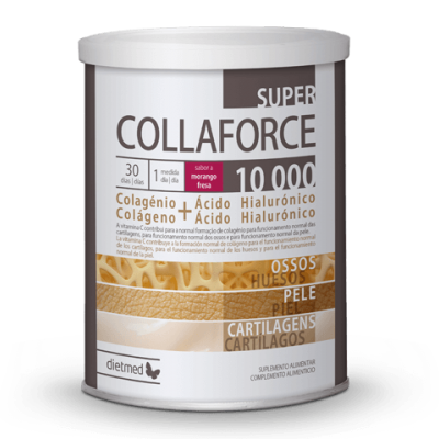 Pote de suplemento alimentar Collaforce Super 10000 com colagénio e ácido hialurónico