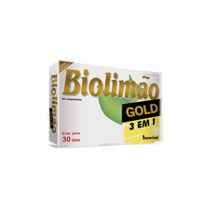 Embalagem branca de comprimidos Biolimão GOLD 3 EM 1 com 60 comprimidos