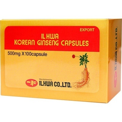 Caixa de cápsulas de ginseng coreano IL HWA amarela e vermelha