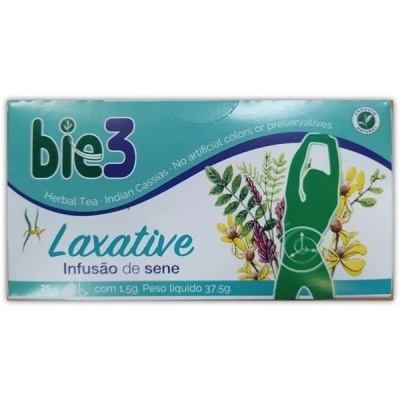 Caixa de chá laxante Bie3 infusão de sene com ilustração de plantas