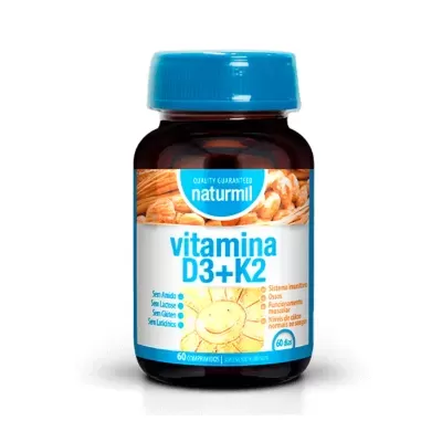 Frasco de vitamina D3+K2 Naturnill com tampa azul