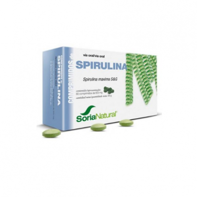 Caixa de spirulina Soria Natural com comprimidos verdes