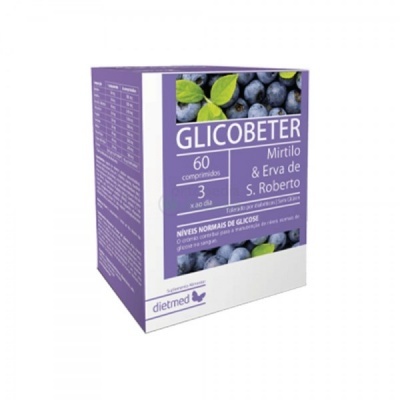 Embalagem do produto GLICOBETER Mirtilo & Erva de S. Roberto com 60 comprimidos