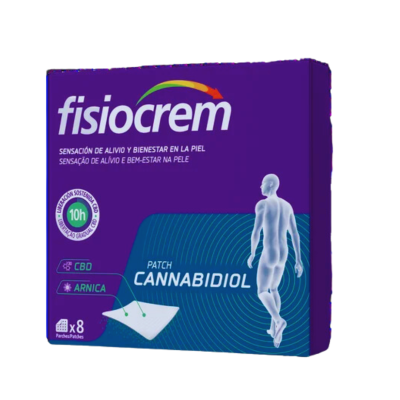 Caixa de Fisiocrem Patch Cannabidiol com 8 parches para alívio e bem-estar na pele