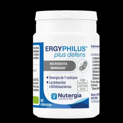 frasco branco de suplemento ERGYPHILUS plus defens Nutergia