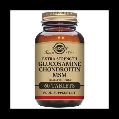 Frasco de suplemento alimentar Solgar Glucosamine Chondroitin MSM