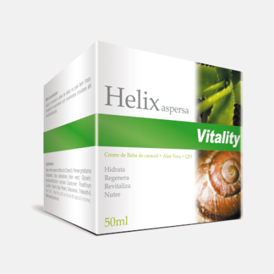Caixa de creme Helix aspersa Vitality com imagem de caracol e Aloe Vera