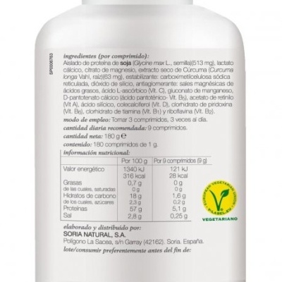 frasco branco de comprimidos com rótulo detalhado em espanhol