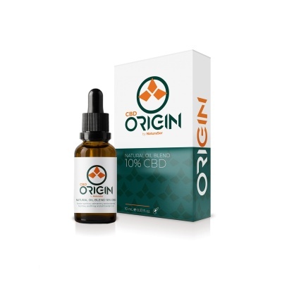 Frasco de óleo CBD com embalagem