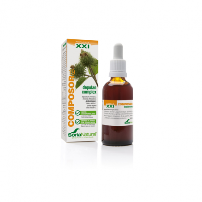 Frasco âmbar com conta-gotas e embalagem branca do produto COMPOSOR 19 depulan complex