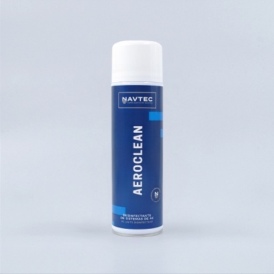 Frasco de desinfetante NAVTEC AEROCLEAN azul e branco