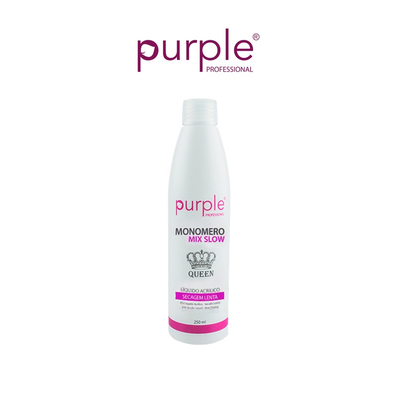 Frasco branco de produto cosmético Purple Professional Monomero Mix Slow