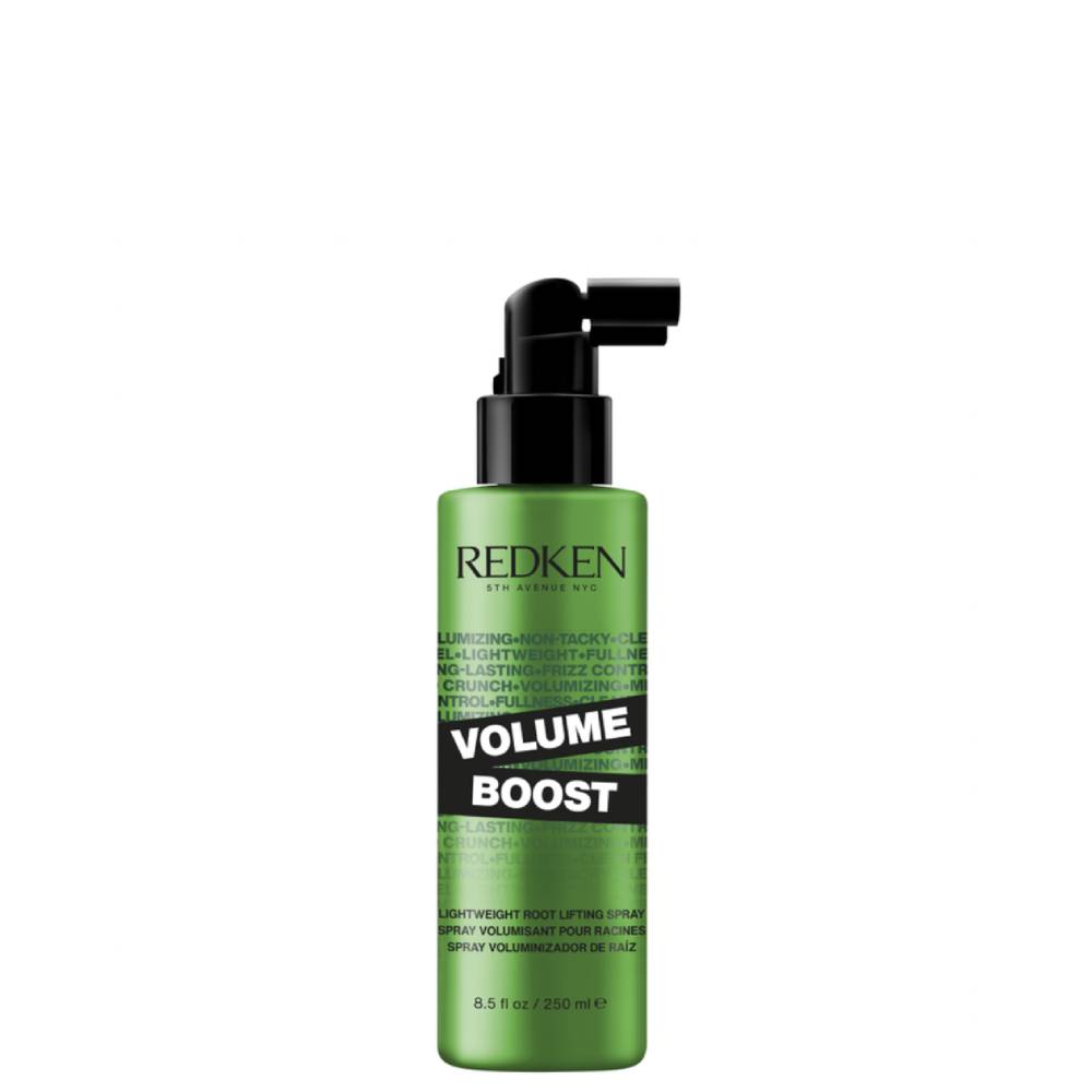 Frasco verde com válvula spray preta, REDKEN VOLUME BOOST