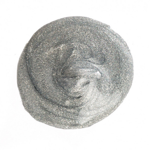 bola de slime prateada brilhante sobre fundo branco