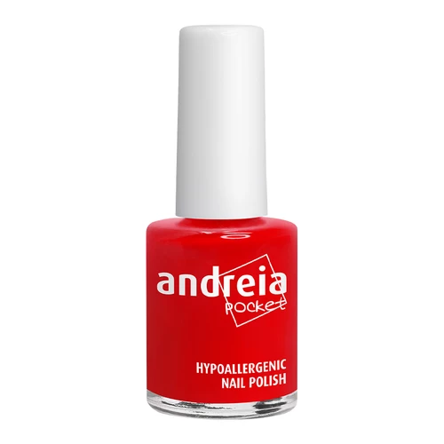 Verniz de unhas vermelho com tampa branca e texto branco