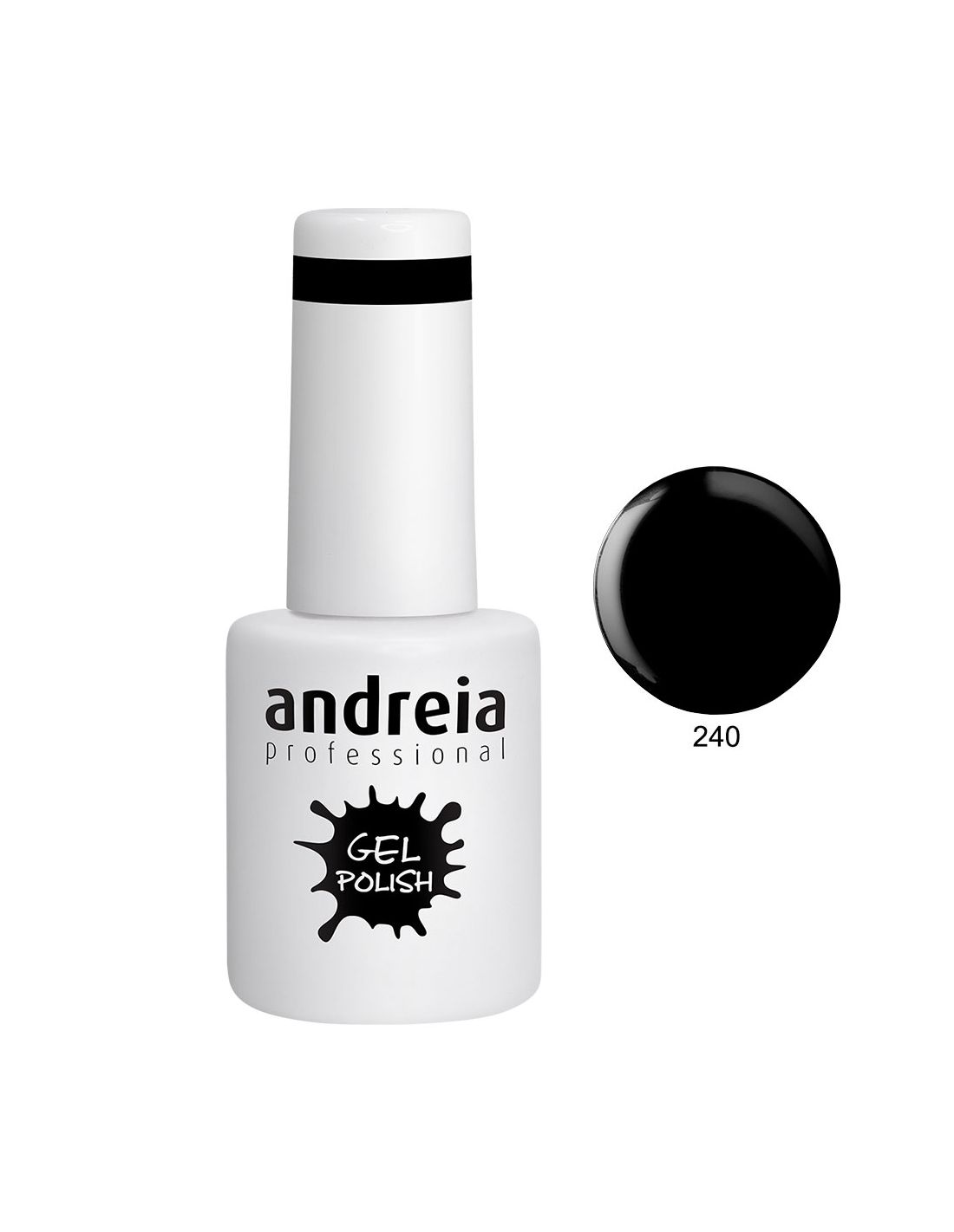 Frasco branco de verniz gel para unhas andreia professional com tampa branca e faixa preta