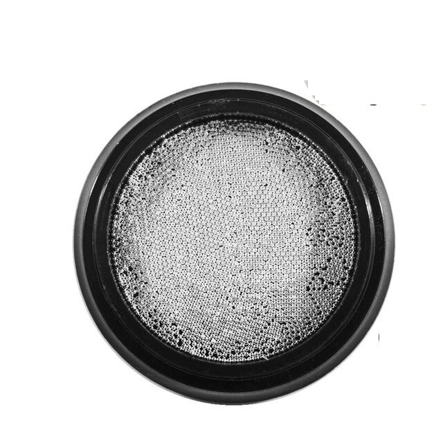 Prato redondo preto com textura espumosa prateada central