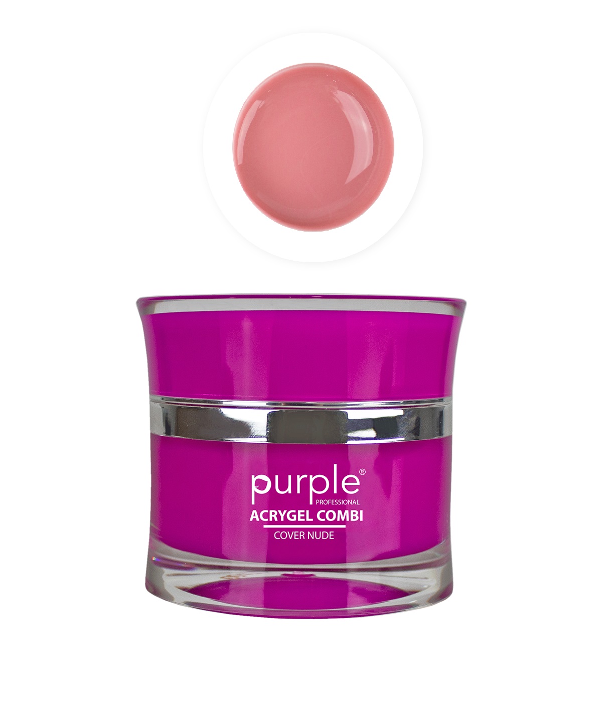 Frasco de acrylgel combi rosa purple professional com amostra nude