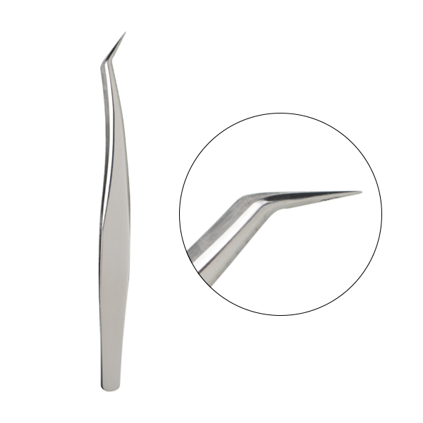 Duas pinças de metal inoxidável com pontas anguladas