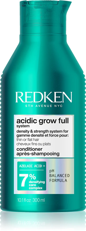 Frasco verde-azulado de condicionador Redken Acidic Grow Full 300 ml