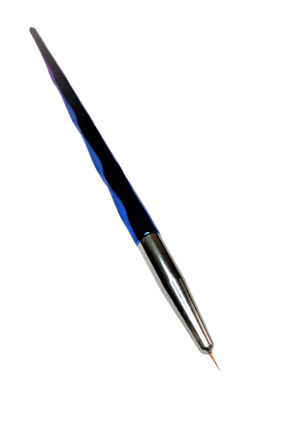 pincel de pintura com cabo azul e preto e ponteira fina