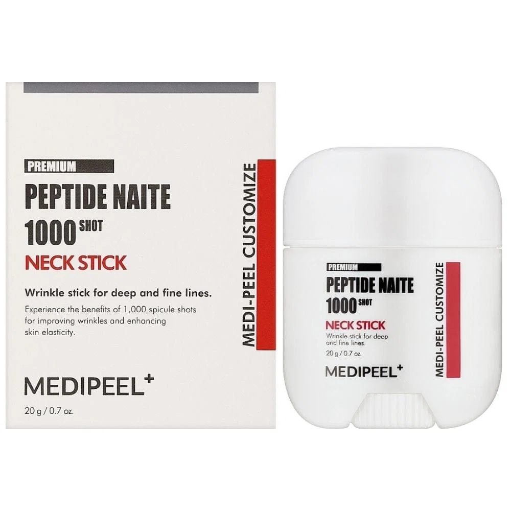 Caixa e stick brancos para cuidado de pescoço PEPTIDE NAITE.