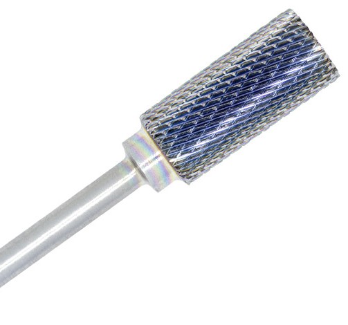 Broca metálica com superfície texturizada azul