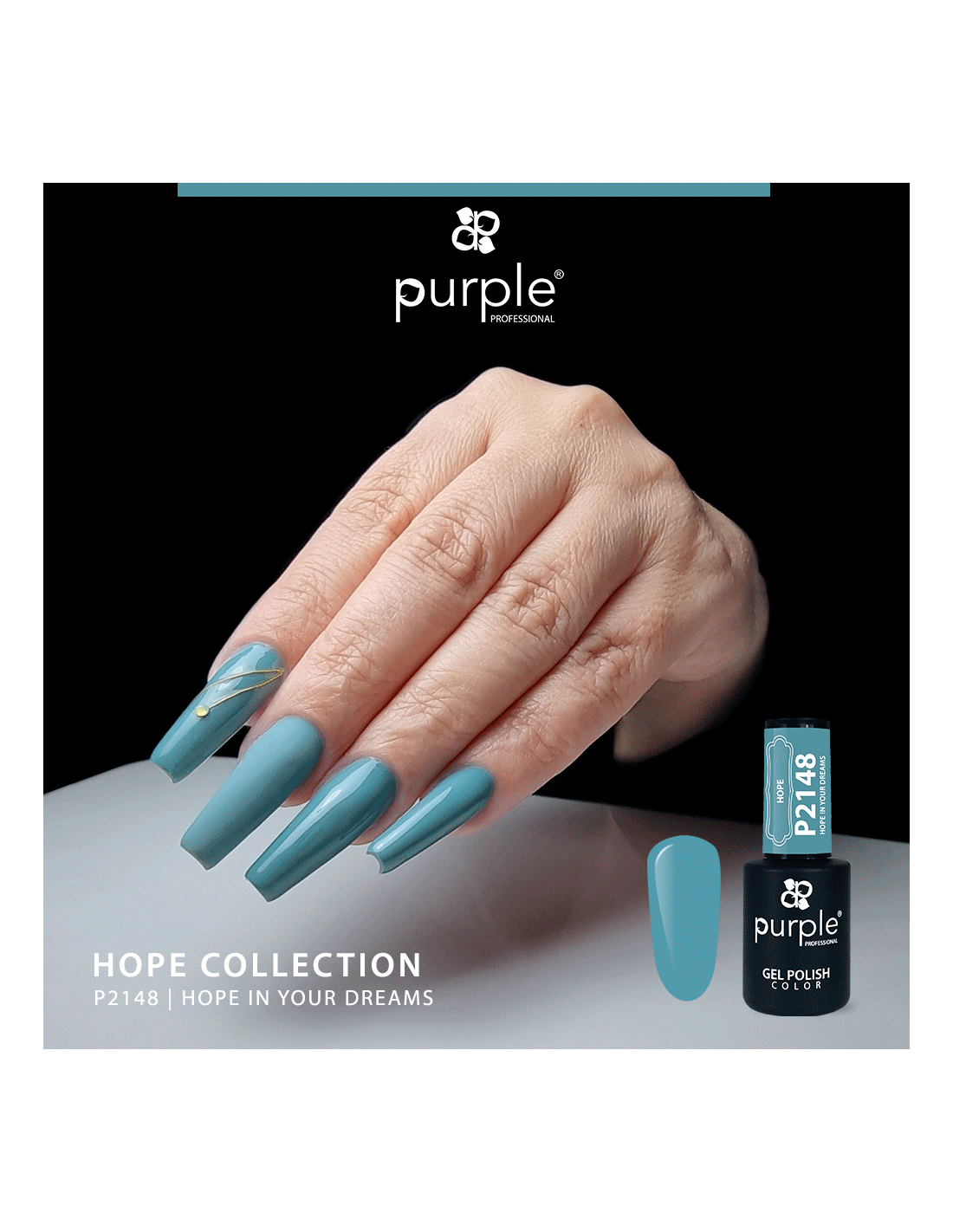 Unhas pintadas com verniz gel azul fosco da Purple Professional