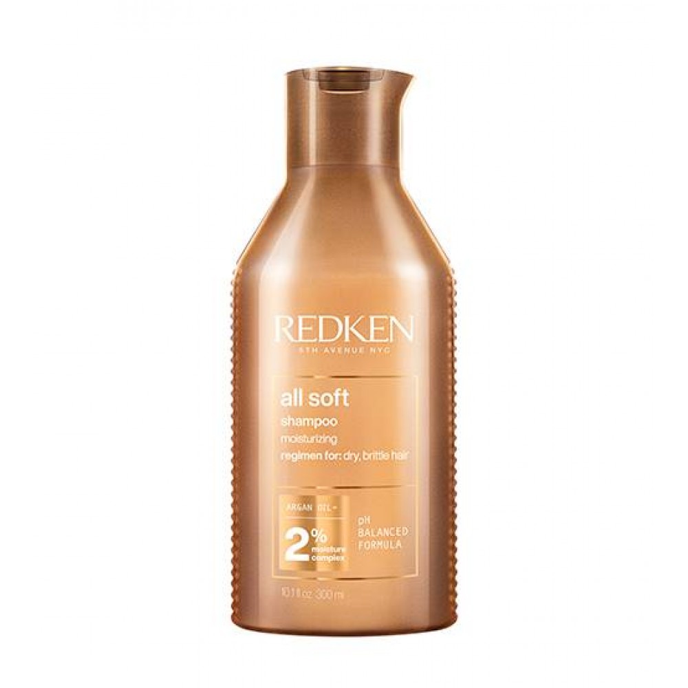 Frasco de shampoo Redken All Soft cor bronze de 300 ml