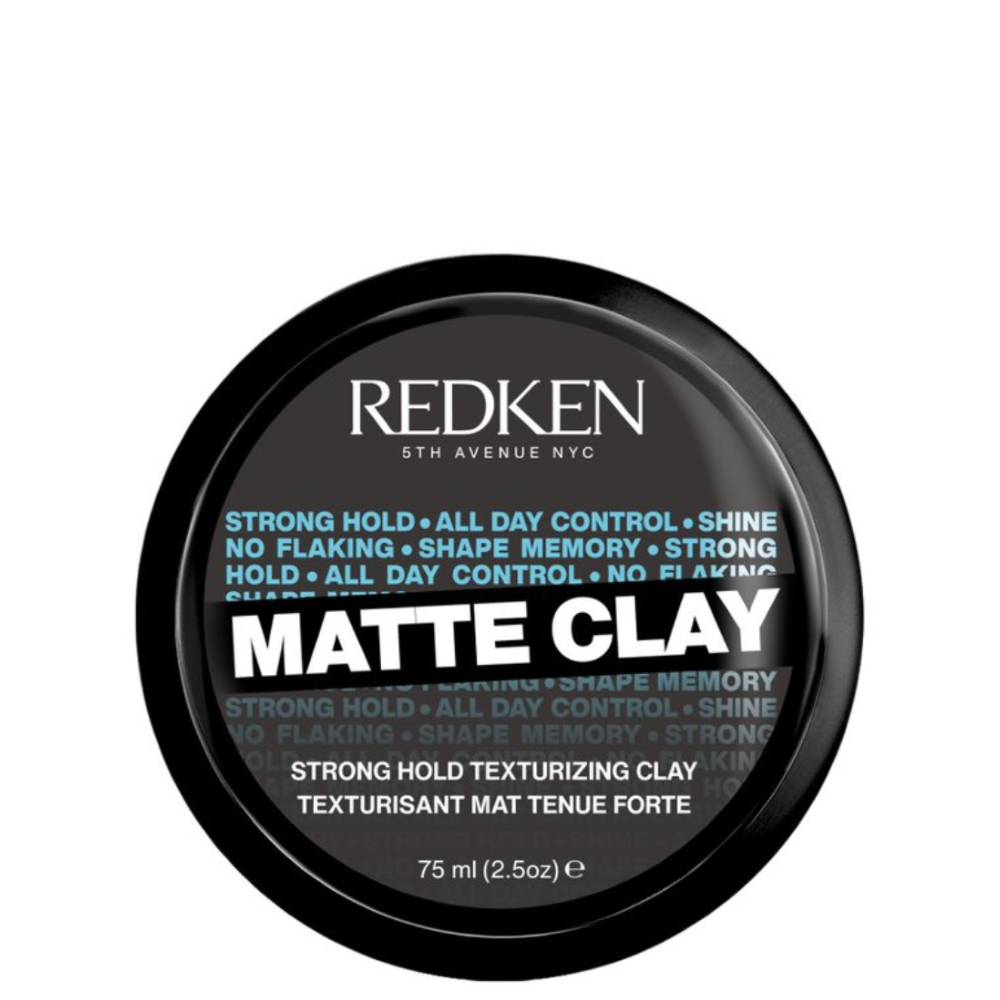 Pote preto de argila modeladora de cabelo Redken Matte Clay