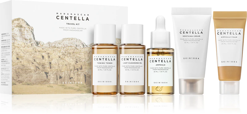 Conjunto Madagascar Centella com 5 produtos de cuidados de pele da marca Skin1004