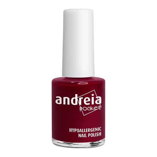Verniz de unhas vermelho escuro da andreia pocket com tampa branca