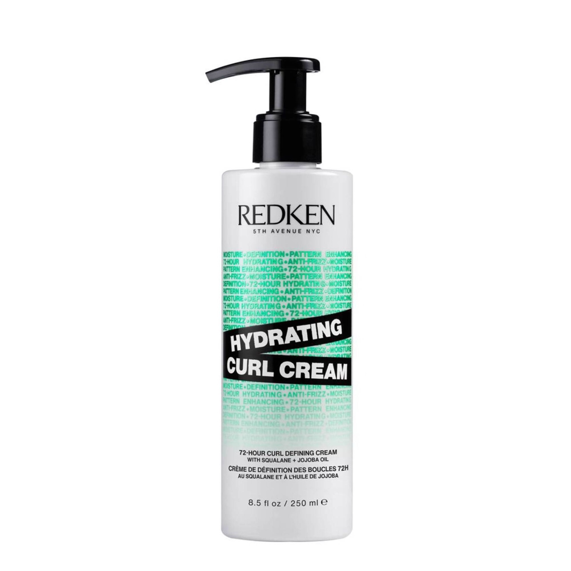 Frasco branco de creme hidratante para caracóis da REDKEN com doseador preto