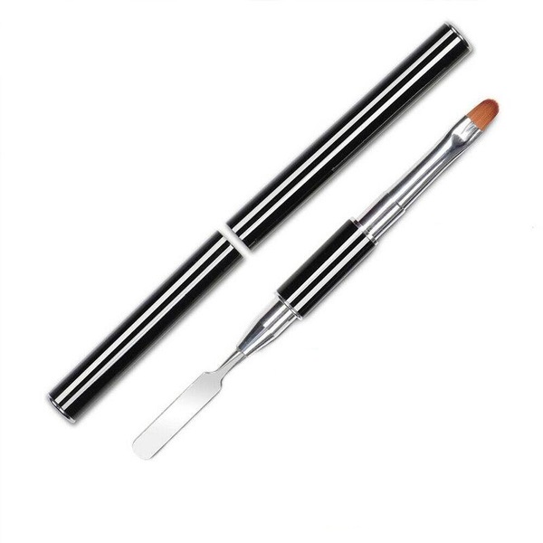 Pincel duplo para maquilhagem com pincel e espátula