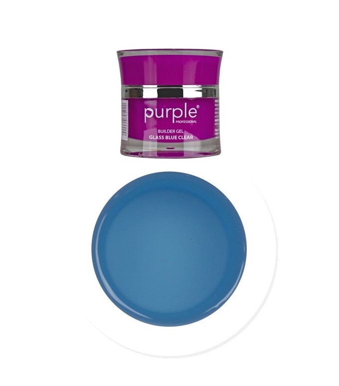 Frasco de gel construtor roxo e prato azul