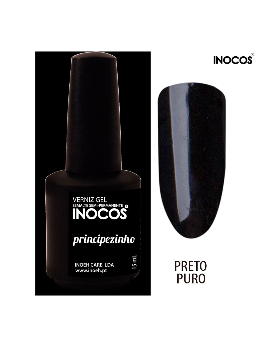 Verniz gel semi-permanente INOCOS princípezinho cor preto puro