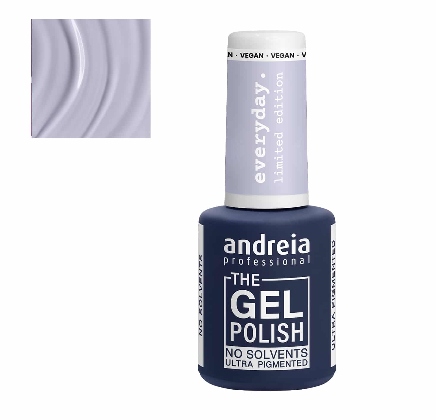 Frasco de verniz gel azul-escuro Andreia Professional com texto branco