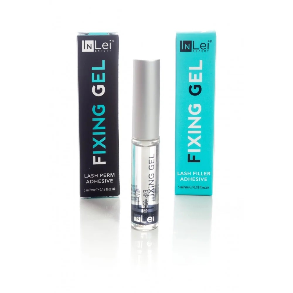 Gel fixador para pestanas INLei com caixas de diferentes cores