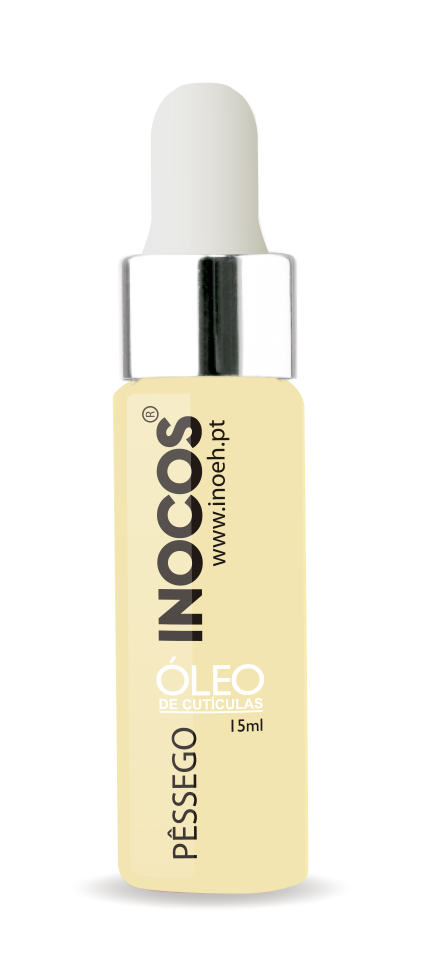 Frasco de óleo para cutículas INOCOS Pêssego de 15ml com conta-gotas