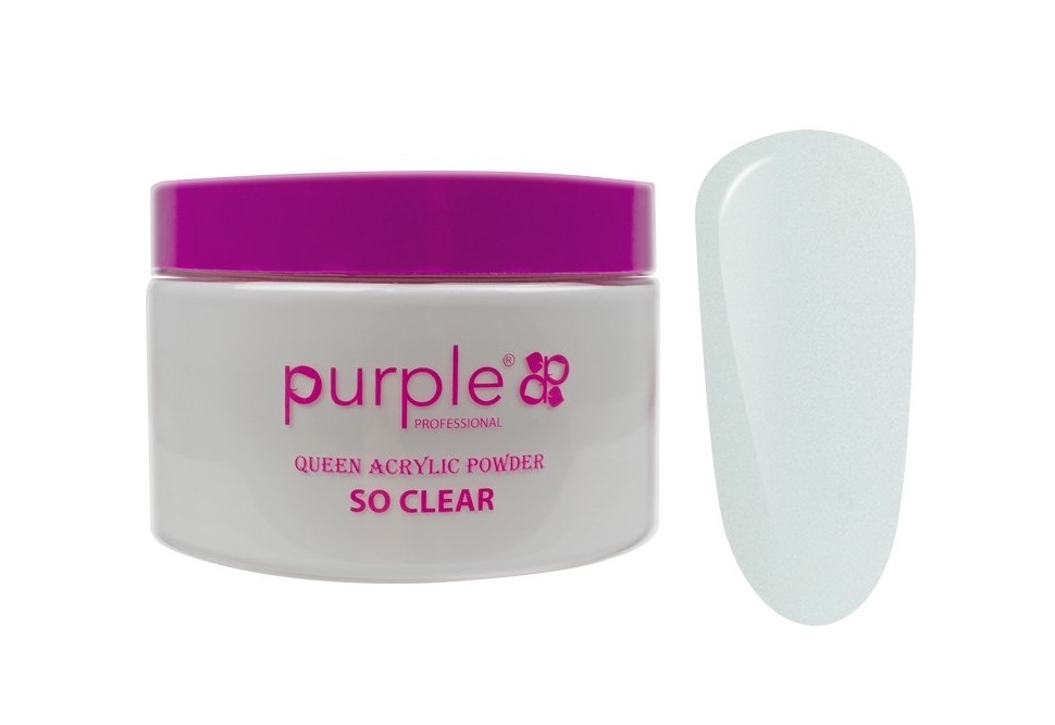 Pó acrílico para unhas Purple Professional com amostra de cor branca