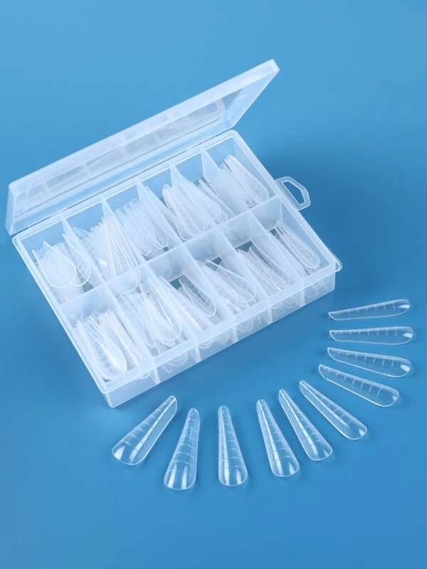 Caixa plástica com pontas para unhas postiças transparentes