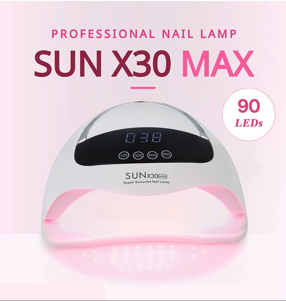 Lâmpada profissional para unhas SUN X30 MAX branca e rosa com visor digital