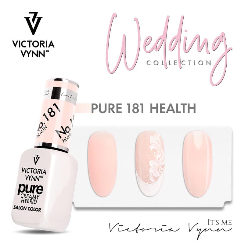Esmalte de unhas rosa Victoria Vynn Pure 181 com amostras decoradas