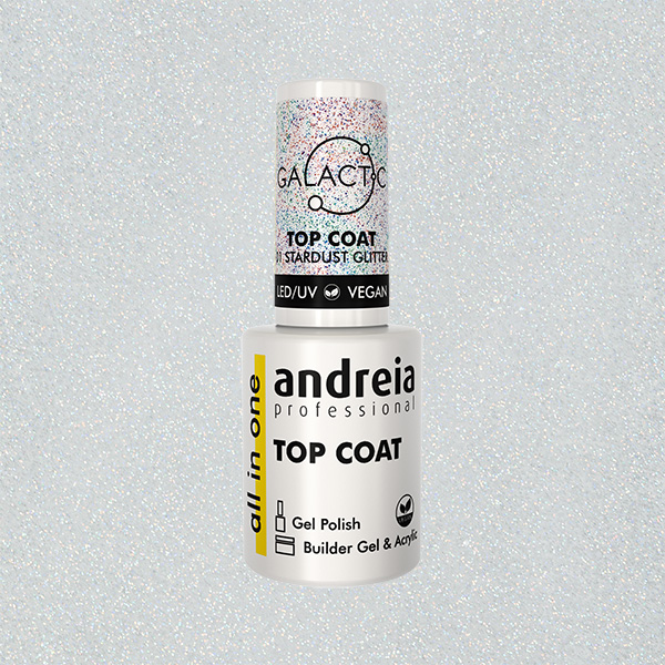 Frasco de verniz em gel Andreia Professional Top Coat com tampa glitter