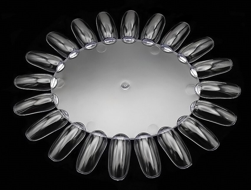 Mostruário de unhas artificiais transparente em formato oval com 24 unidades