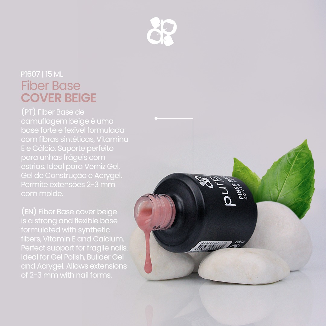 Frasco preto de verniz bege rosado com líquido a escorrer sobre pedras brancas e folhas verdes