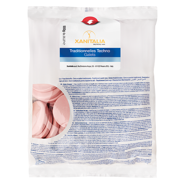 Pacote branco de Tradicionelles Techno Galets da XANITALIA com pastilhas cor de rosa