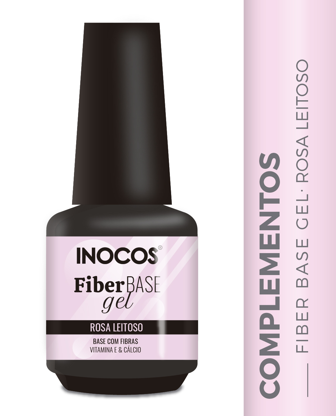 Frasco de verniz gel rosa leitoso INOCOS Fiber BASE