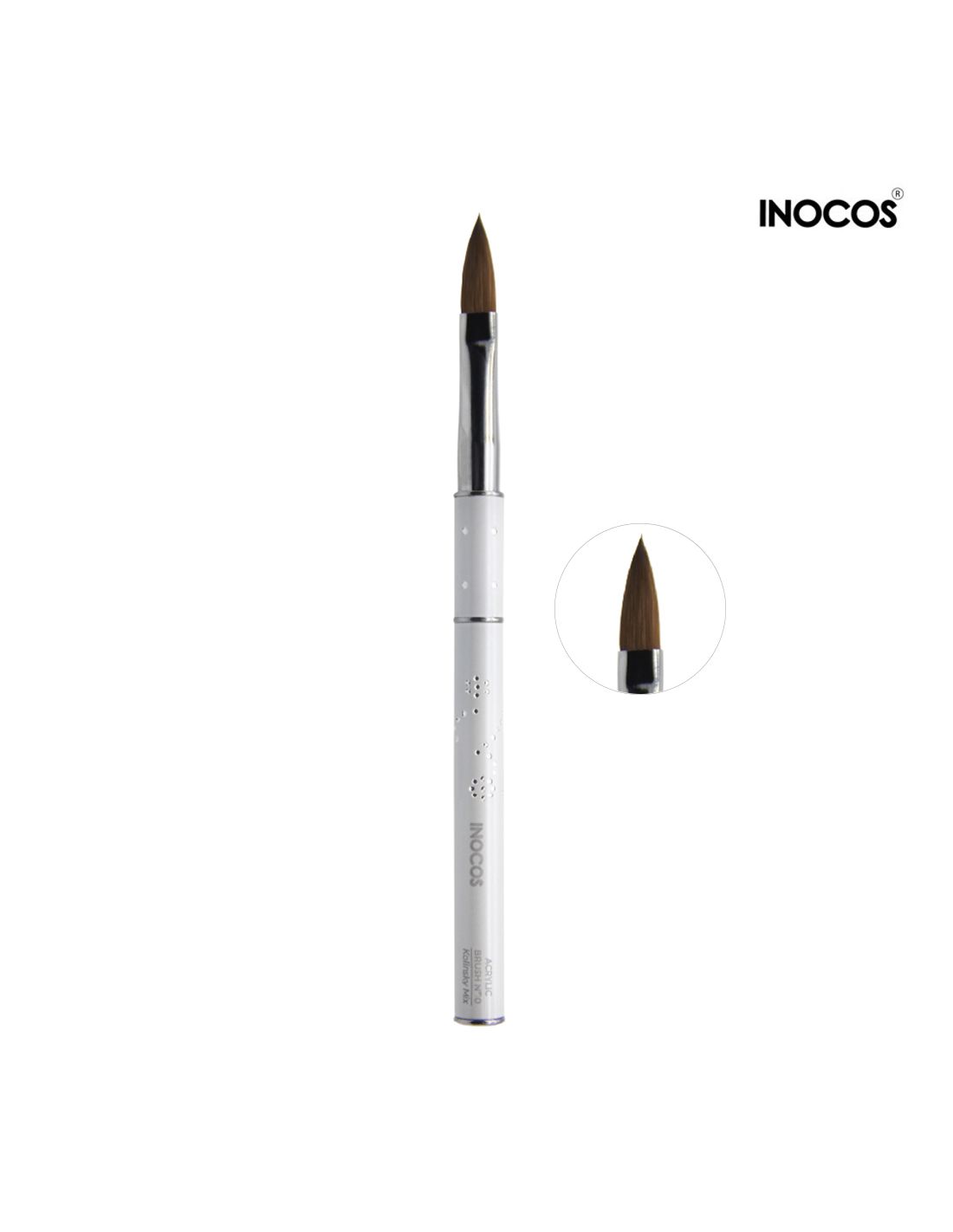 Pincel de unhas INOCOS branco com cerdas castanho-escuro