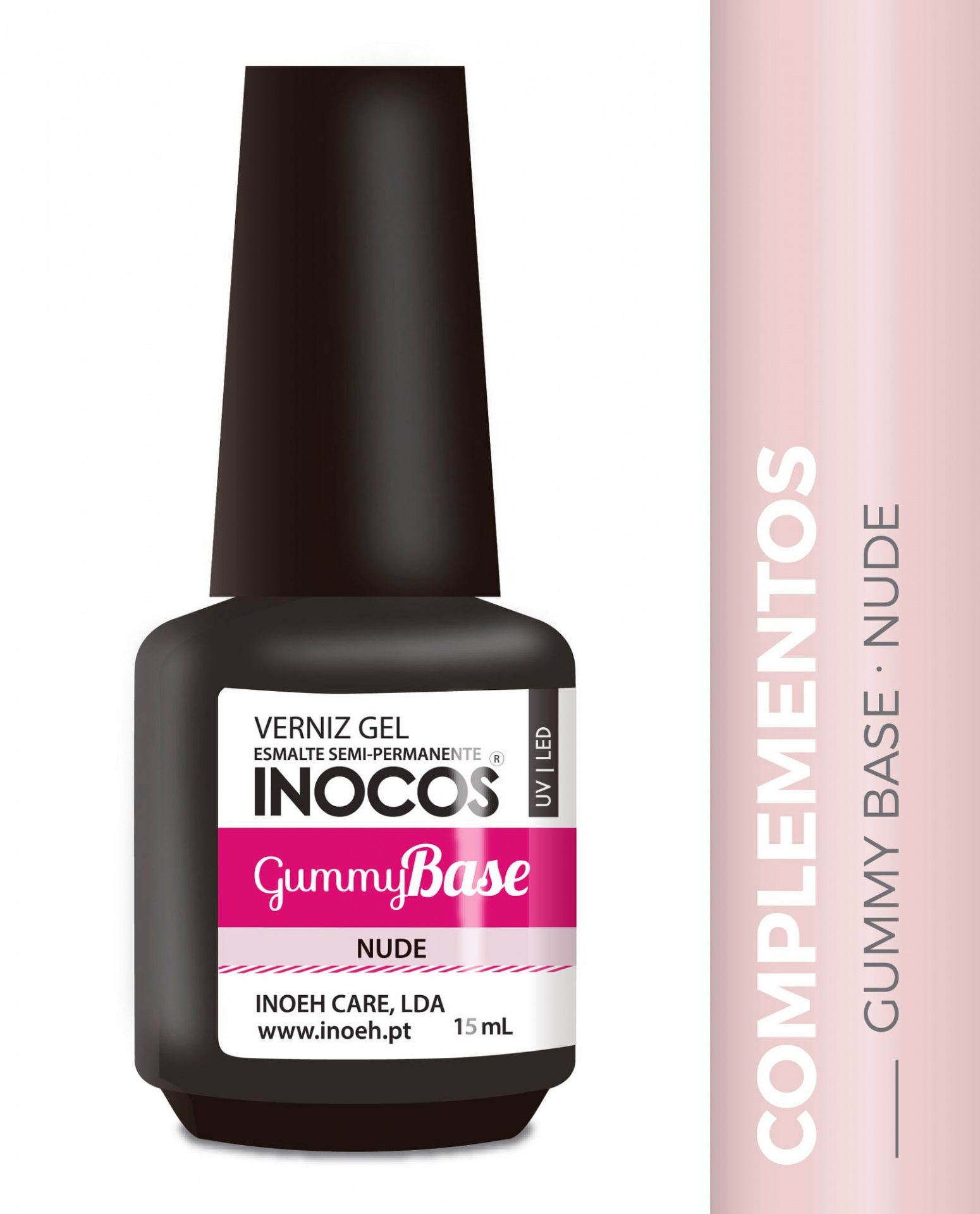Frasco de verniz gel INOCOS GummyBase nude 15 mL